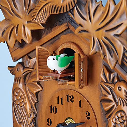 Collections Etc Antique Hanging Cuckoo Clock Birds, Leaves, & Pine