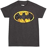 Batman Brushed Logo Heathered Mens Heather Grey T-Shirt M