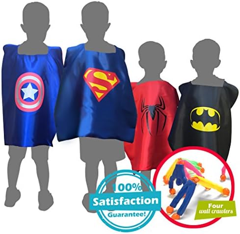 Cool Children's Superhero Kid Boys & Girls Dress Up Costume Set, 4 Capes & Masks