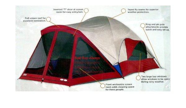 Ridgeway By Kelty Highlander Family Dome With Screen Porch Up To 8 Person Tent Amazon Ca Sports Outdoors