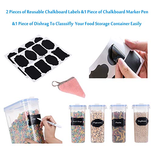 Homrealm Cereal Container Storage 4pcs,Airtight Food Storage Containers Upgraded Cereal dispenser,BPA Free Pantry Storage Containers for Cereal Rice Cookies Flour Sugar Coffee Pet food&More(Mix Color) - Thumbnail 2