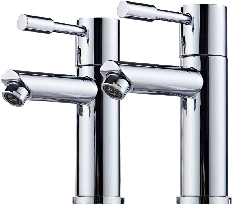 Ecoily Chrome Bathroom Sink Twin Taps Bath Filler Shower Mixer Basin Mini Mixer