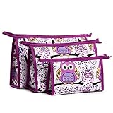 Hatop 3pcs Cosmetic Toiletry Travel Wash Makeup Bag Holder Pouch Kits Set (F)