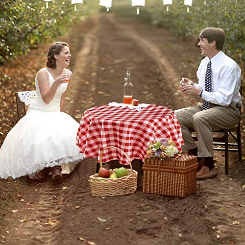 YEMYHOM Modern Printed Spill Proof Cloth Round Tablecloths (60" Round, Red and White)