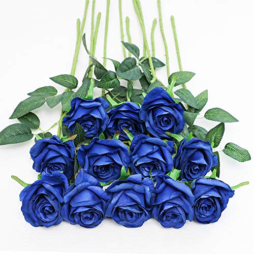 Tifuly 12 Pcs Rose Artificial Flower Single Stem Fake Flowers Bridal Wedding Bouquet Realistic Blossom Flora For Home Garden Party Hotel Office Decorations Blue Buy Online In Bahamas At Bahamas Desertcart Com Productid