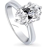 BERRICLE Sterling Silver Oval Cut CZ Solitaire Wedding Engagement Promise Rings for Her, Cubic Zirconia Chevron Wishbone Ring Enhancer, 1-3 Piece Set