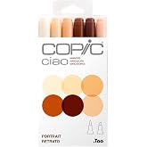 Copic Ciao, Alcohol Markers, 6 Colors Dual Brush Tip Art Marker for Adults/Teen Artists &amp; Creators, Blendable Markers for Coloring Drawing &amp; Illustration Art - Portrait Color Set