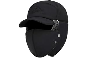 Trooper Trapper Hat for Men Ushanka Russian Ski Hunting Hat with Earflaps Windproof Mask Women Warm Winter Hat Bomber Fur Hat