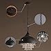 Industrial Wrought Iron Vintage Retro Crystal Pendant Light - LITFAD Adjustable 14