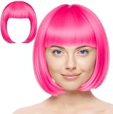 Aomig 3 Pack Short Rose Red Wigs with 2 Caps Synthetic Bob Wig Set