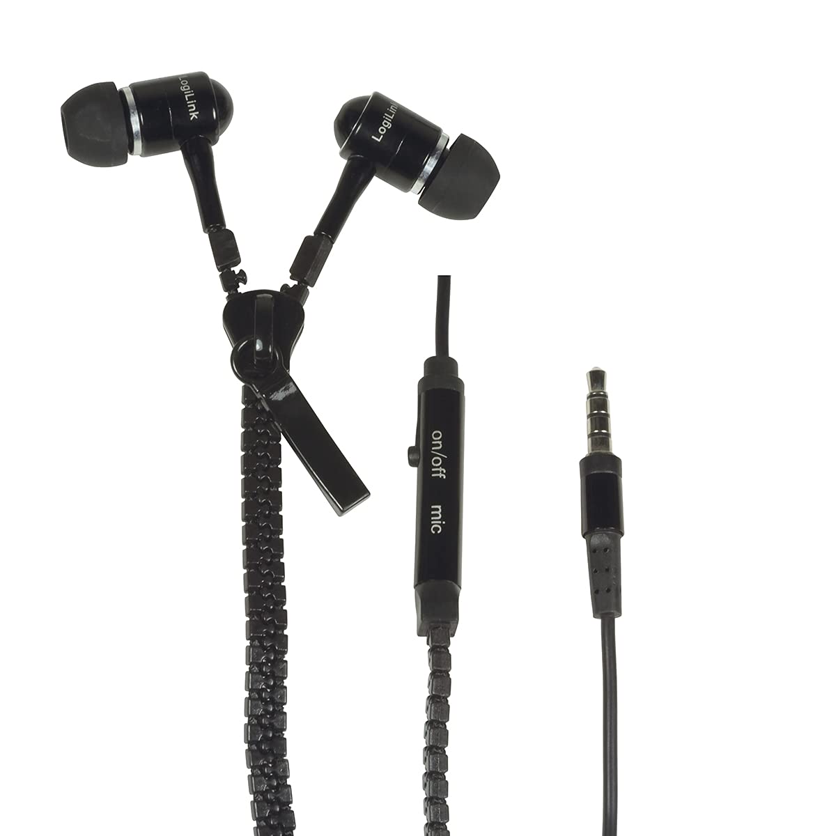 Logilink Zipper In-Ear 3.5 mm Headset - Black