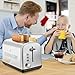 2-Slice Toaster, Home Gizmo Cool Touch Toasters with 2 Extra-Wide Slots, 7 Browning Dials and Removable Crumb Tray - Brushed Stainless Steel
