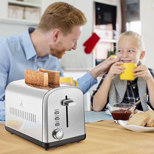 Home Gizmo Cool Touch with Extra-Wide Slots 7 Browning Dials and Removable Crumb Tray, Brushed Stainless Steel, Silver