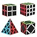 Dreampark Speed Cube Bundle [4 Pack] 2x2 3x3 Pyramid Skew Carbon Fiber Sticker Smooth Magic Cube Puzzle Toy
