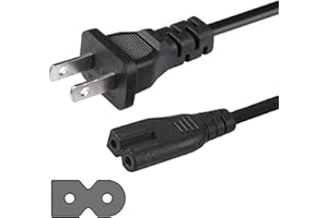 SatelliteSale 18AWG 2-Prong to Square/Round Connector AC Universal Replacement Power Cable PVC Black Cord (6 feet)