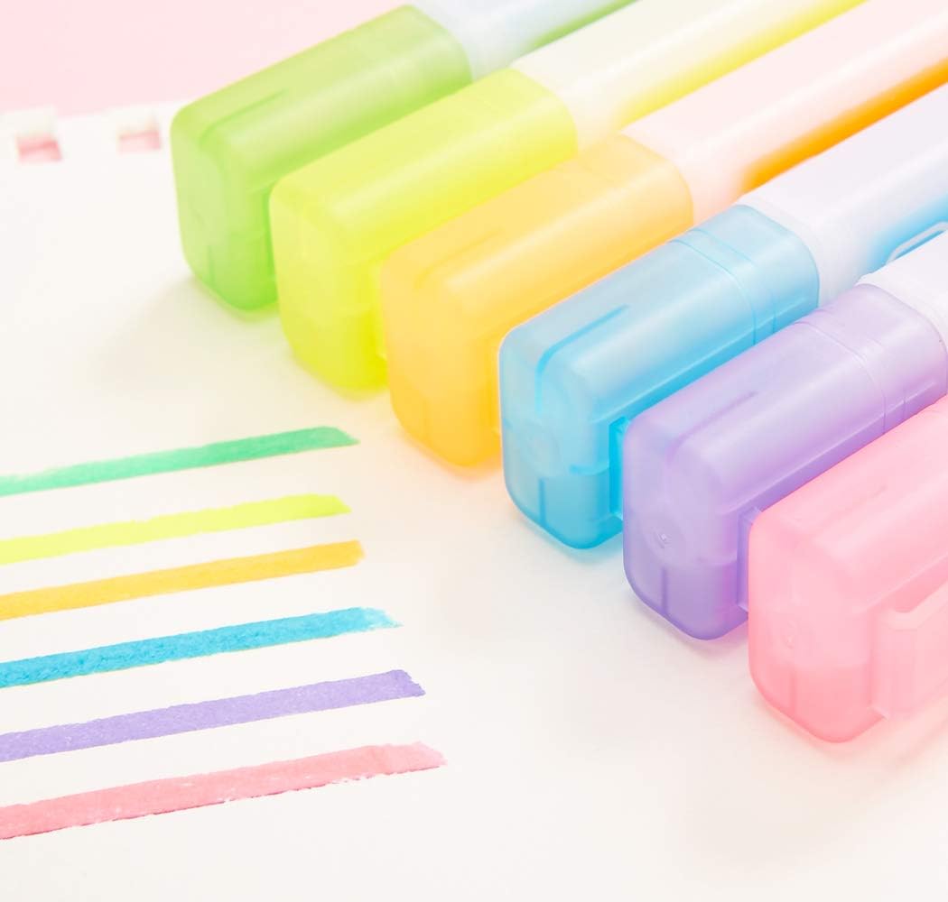 AIHAO 6261 High Capacity CHECK LINER Highlighters Chisel Tip Marker Pens (6 Assorted Colors) : Office Products