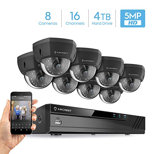 Amcrest 5MP Security Camera System, 4K 16CH (8-Port PoE