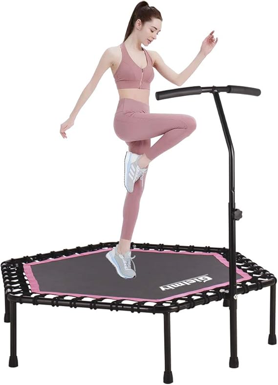 Gielmiy 48" Silent Mini Trampoline Fitness Trampoline Bungee Rebounder Jumping Cardio Trainer
