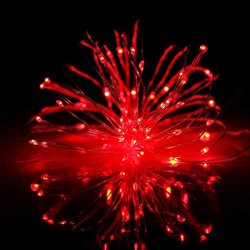 3 Pack,BOLWEO 10ft/3M 30 LEDs Red Battery Operated String Light,Battery Powered Christmas Lights,Indoor Outdoor Home Holiday Wedding Decorations-Red