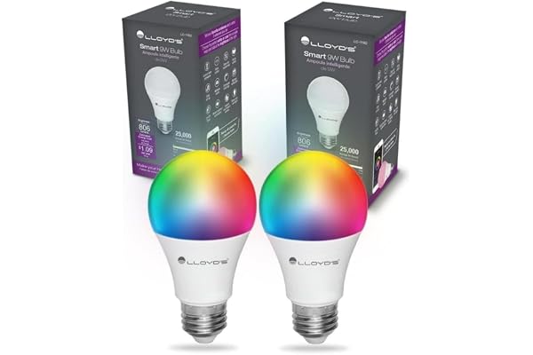Lloyd's E26 Smart Bulb - Ampoule Intelligente - Alexa Compatible + Google Home Compliant, Colour Changing, LED Smart Light Bu