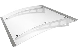 ADVANING 59"x35" Polycarbonate Awning, PA Series, Premium Quality UV Protection Frosted Polycarb with Aluminum Brackets - DA5935-PSS3A