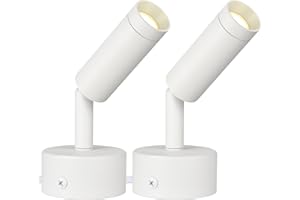 Karyoosi Spot Lights Indoor 5W 500LM, LED Uplights 3000K, 120V Accent Lighting for Plants Pictures Artwork, Dimmable (No Built-in Dimmer), 10FT Cord with Foot Switch, 2 Pack of White
