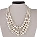 Kalse 3 Layers Strand Simulated Pearl Strand Bib Pendant Choker Chain Necklace (3 Strands)