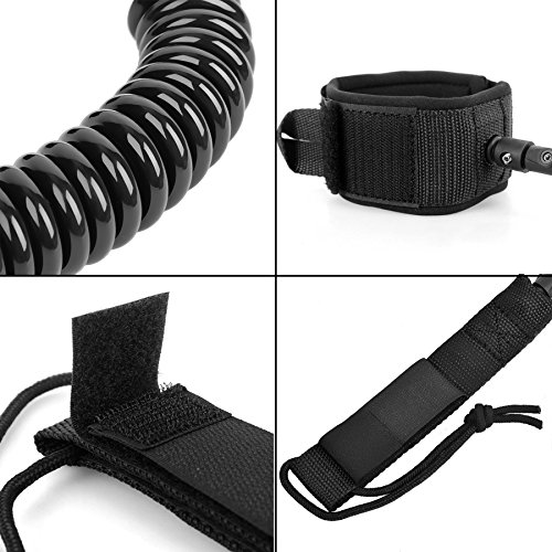 Forestfish 10 Feet SUP Board Leash with Double Swivels TPU Leash Stand Up Paddle Board with 7mm Cord Anti-Rust and Supper Soft Ankel Strap for Surf Board, Stand Up Paddle Board Rope,Black - Thumbnail 4