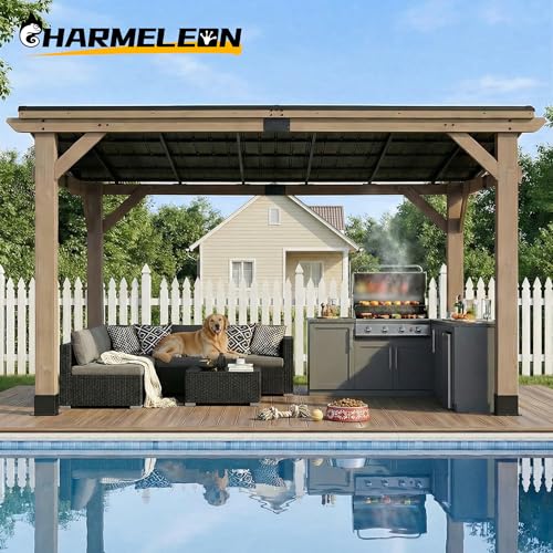 CHARMELEON Cedar Wood Gazebo Review: 10x12 Permanent Hardtop Grill Pavilion image 27