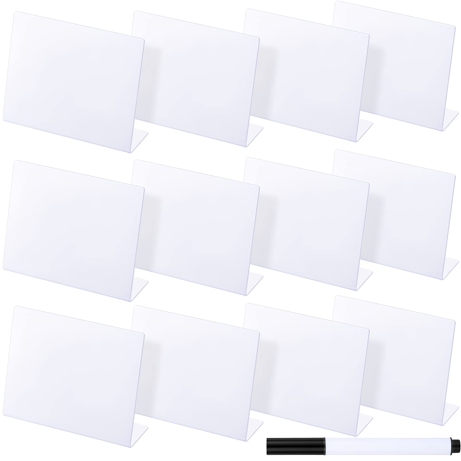 Photo 1 of Outus 12 Pcs 4 x 3 Inches Buffet Food Labels Mini Small Chalkboard Signs White Acrylic Food Markers Little Price Signs with 2 Pcs Erasable Marker for Wedding Birthday Bakery Table Display