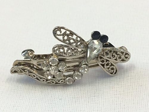 Silver Dragonfly Crystal Metal Hair Barrette (12pcs)
