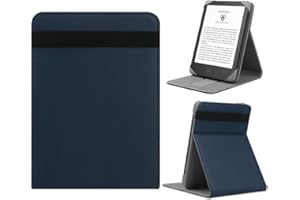 HoYiXi Universal Case for 6",6.8",7" Kindle Paperwhite/Colorsoft 2024-2019 Compatible 6-6.8" Kobo Clara HD/Kobo Clara 2E Leather Stand Cover for 6-6.8" Pocketbook/Tolino/Sony eReader,Dark Blue