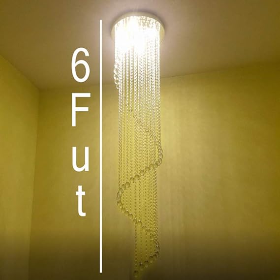 Sanleen Enterprises Spiral Modern Ceiling Light Fixture Contemporary 6 ft Chandelier (White)