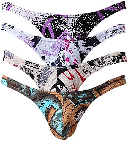 CHENGSHEN Men's Breathable Mesh T Back Thong Underwear Sexy G-String Bulge Pouch Thongs