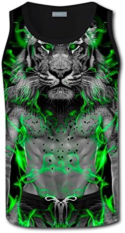 Mens 3D Tank Tops Cool Dazzling Tiger Casual Sleeveless Shirt Sport Gym Vest