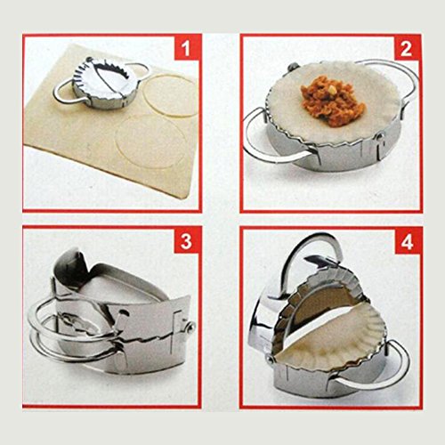 SYSAMA Eco-Friendly Pastry Tools Stainless Steel Dumpling Maker Wraper Dough Cutter Pie Ravioli Dumpling Mould Kitchen Accessories (9.5cm)
