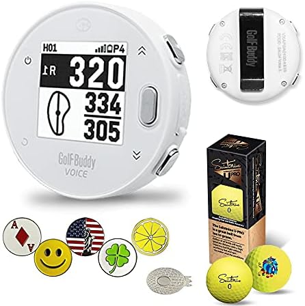 GolfBuddy Voice X GPS/Rangefinder Bundle with 5 Ball Markers, 1 Magnetic Hat Clip and Saintnine 2 Ball Sleeve … (White) GolfBuddy Voice X GPS/Rangefinder Bundle with 5 Ball Markers, 1 Magnetic Hat Clip and Saintnine 2 Ball Sleeve … (White)