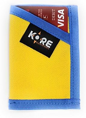 Minimalist Wallet Slim Front Pocket Card Holder Money Clip - Yellow and Blue - KORE Outfitters Made in the USA