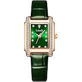 deselon Watches for Women Diamond Square Leather Band Fashion Small Slim Light Dress Casual Simple Ladies Female Wife Girls Gifts Luxury Brown Wrist Watch