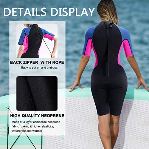 CtriLady-Wetsuit-Shorty-Wetsuit-for-Women-15mm-Neoprene-Short-Sleeve-Diving-Suits-with-Back-Zipper-UV-Protection-Full-Body-Swimwear-for-Swimming-Diving-Surfing-Kayaking-Snorkeling