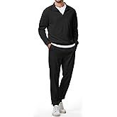 Dokotoo Men Men's Tracksuit 2 Piece Outfits Polo Quarter Zip Pullover Sweatsuits Jogging Sweatpants Athletic Sweat Suit Sets