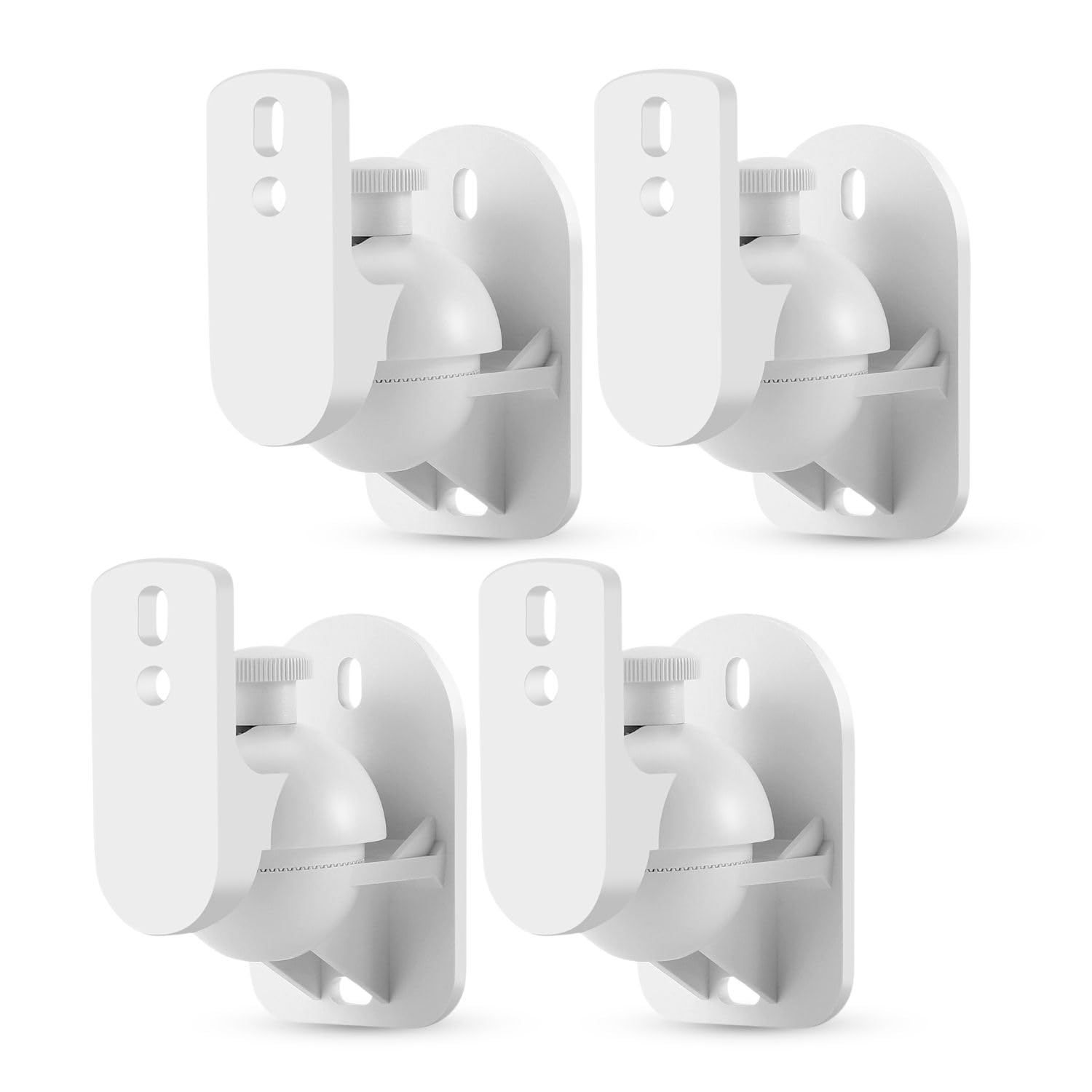 TNP Universal Satellite Speaker Wall Mount Bracket Ceiling Mount Clamp with Adjustable Swivel and Tilt Angle Rotation for Surround Sound System Satellite Speakers - 4 Pack, White
