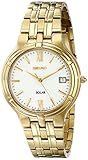 Seiko Men's SNE030 Solar Gold Stainless Steel White Dial Watch