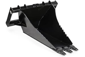 Titan Attachments Extreme Duty Stump Bucket & Tree Spade for Universal Skid Steer Quick Tach, HD Serrated Edge, Replaceable Bucket Teeth, Root & Stump Removal Attachment