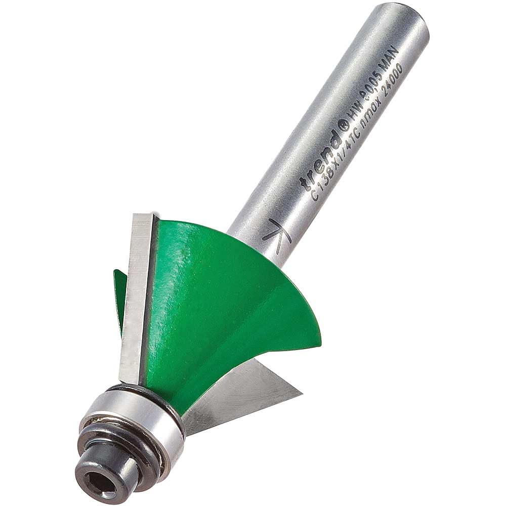 Trend CraftPro Chamfer Router Cutter, 1/4 Inch Shank, 12.7mm Cut Diameter & 60 Degree V Groove, Tungsten Carbide Tipped, C138X1/4TC