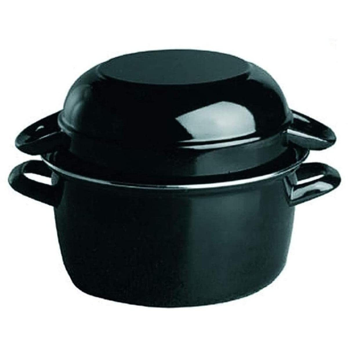 APS 625 Mussel pot for 1 kg, black enamelled steel, 2.6 litres capacity, 20 x 25 cm, 17cm height