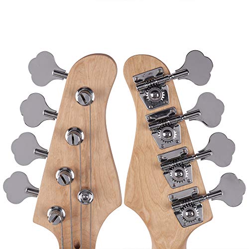 Z ZTDM Electric Bass Guitar Full Size 4 String Exquisite Burning Fire Style Electric Bass for Adult Student White