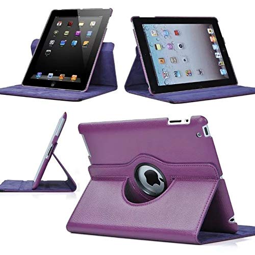 SuperLite 360 Degrees Rotating Stand Leather Case for Ipad 2/3/4, purple