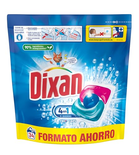 Cápsulas Total+ 4 en 1 Trio Caps (34x12), detergente en cápsulas para ropa clara y blanca, detergente con gran poder quitamanchas ropa, sensación de frescura, formato ahorro, 34 lavados