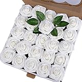 Breeze Talk Artificial Flowers White Roses 25pcs